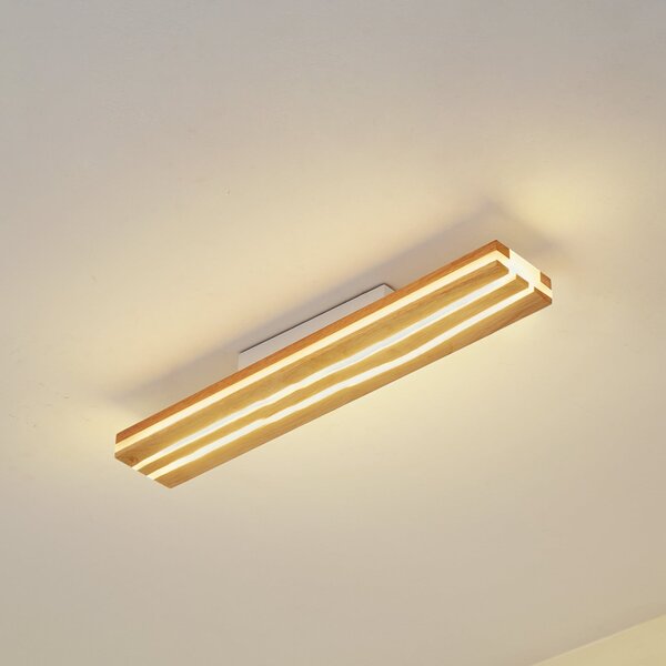 Lucande LED stropna svjetiljka Silja, drvo, 100 cm, 3000K, Drvo, Dnevni boravak/blagovaonica, Drvo