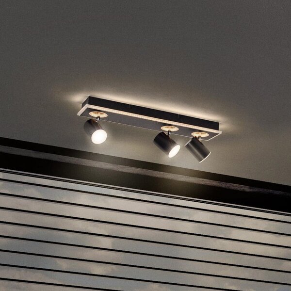 LEDVANCE LED stropni reflektor Mars, 4 žarulje, 3 spota, crni, Crno, Dnevni boravak/blagovaonica, Metal