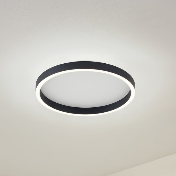 Lucande LED stropna svjetiljka Rotundo, Ø 40 cm, crna, prigušljiva, prigušiva, Crno, Dnevni boravak/blagovaonica, Plastika