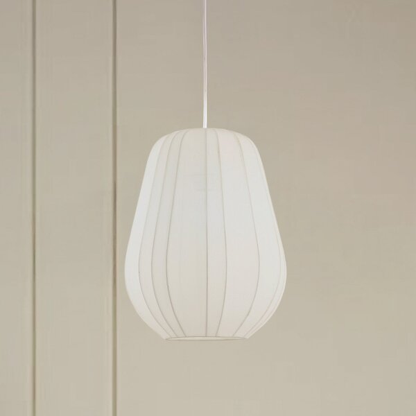 Lindby Viseća lampa Helin, bijela, Ø 30 cm, tkanina, prigušiva, Bijela, Dnevni boravak/blagovaonica, Tkanina / tekstil