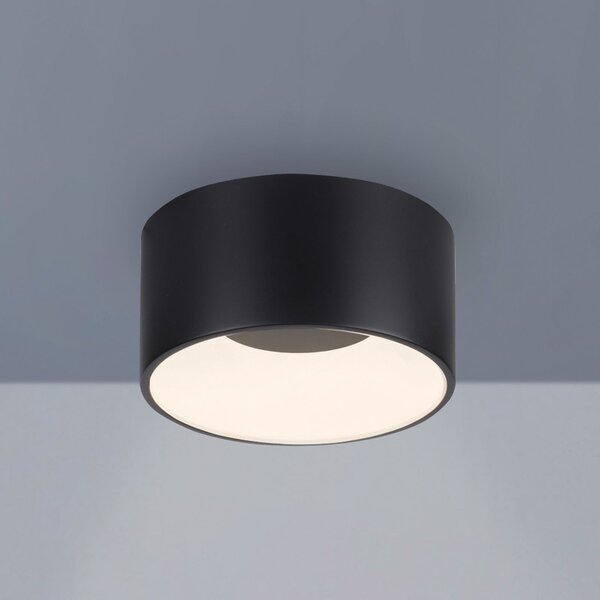 JUST LIGHT. GmbH SAMO SVJETLO. LED stropna svjetiljka Tanika crna, Ø16cm, prigušiva, prigušiva, Crno, Dnevni boravak/blagovaonica, Plastika