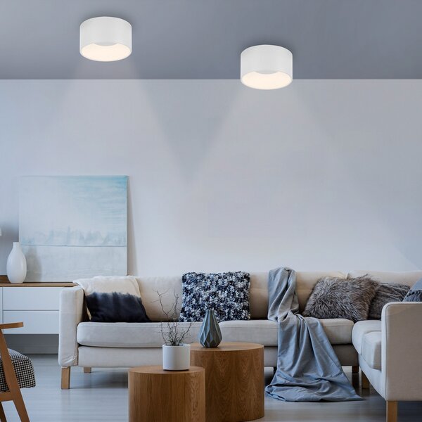 JUST LIGHT. GmbH SAMO SVJETLO. Tanika LED stropna svjetiljka, bijela, Ø 16 cm, prigušiva, prigušiva, Bijela, Dnevni boravak/blagovaonica, Plastika