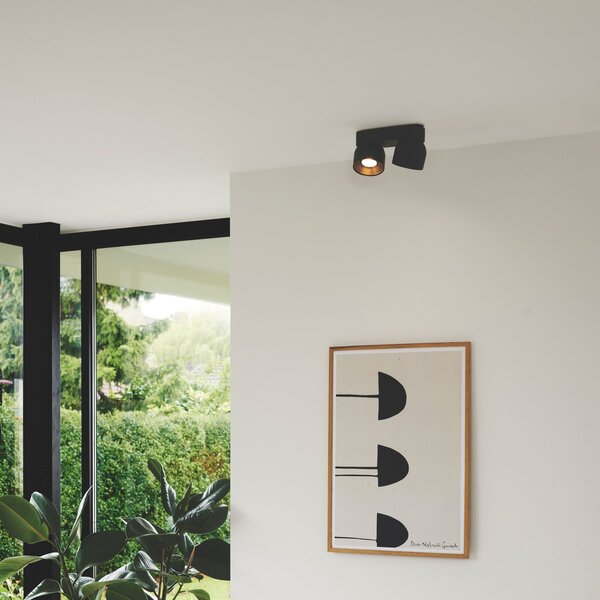 Nordlux Downlight Pitcher, crna/mesing, 2 svjetla, metal, GU10, prigušiva, Crno, Dnevni boravak/blagovaonica, Metal