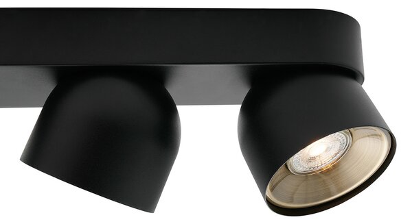 Nordlux Downlight Pitcher, crna/mesing, 4 svjetla, metal, GU10, prigušiva, Crno, Dnevni boravak/blagovaonica, Metal