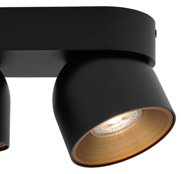 Nordlux Downlight Pitcher, crna/mesing, 2 svjetla, metal, GU10, prigušiva, Crno, Dnevni boravak/blagovaonica, Metal