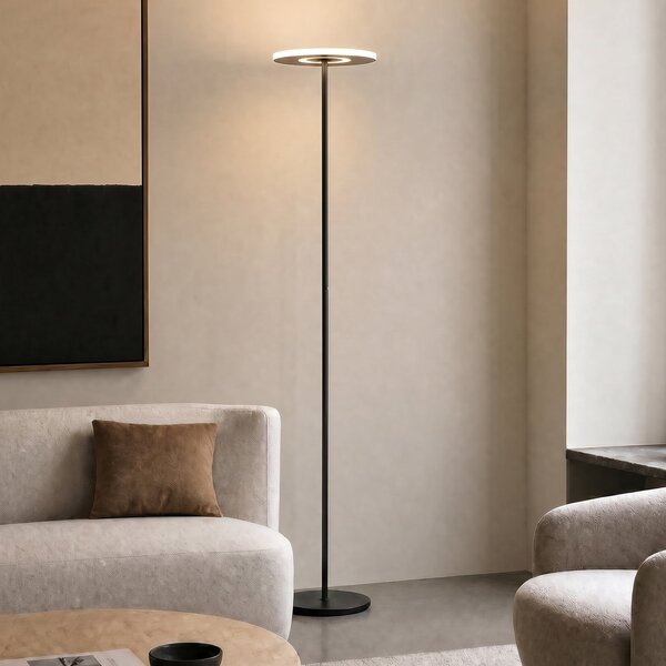 Lucande Raymond LED podna lampa, crna, CCT, prigušiva, prigušiva, Crno, Dnevni boravak/blagovaonica, Metal