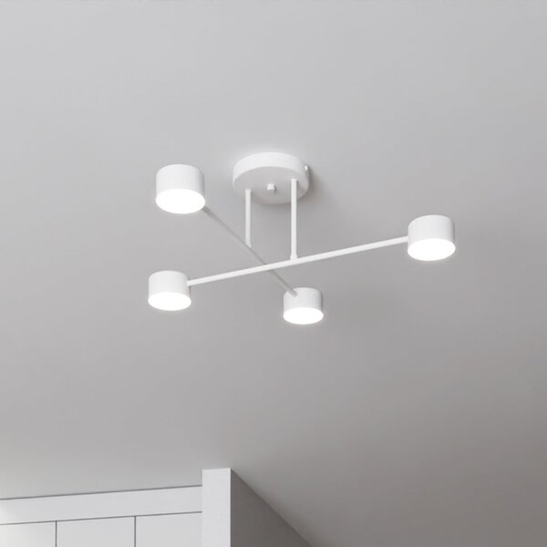 EMIBIG LIGHTING Stropna svjetiljka Modus 4, čelik, četiri žarulje, GX53, bijela, prigušiva, Bijela, Dnevni boravak/blagovaonica, Metal