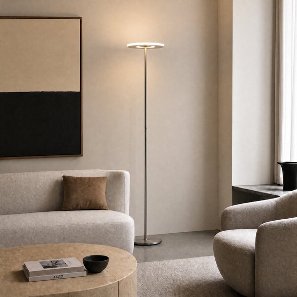 Lucande Raymond LED podna lampa, titanska boja, CCT, podesiva po jačini svjetla, prigušiva, Metalik, Dnevni boravak/blagovaonica, Metal