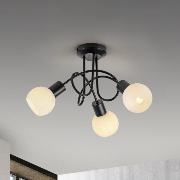 JUST LIGHT. GmbH SAMO SVJETLO. Plafonjera Loki, 3 žarulje, okrugla, crna, željezo, Crno, Dnevni boravak/blagovaonica, Metal