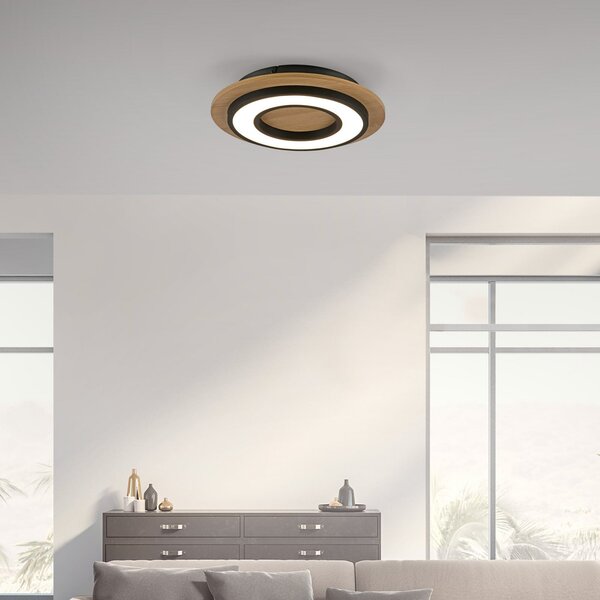 JUST LIGHT. GmbH SAMO SVJETLO. Tola LED stropna svjetiljka, okrugla, drvo, 3.000 K, Drvo, Dnevni boravak/blagovaonica, Drvo
