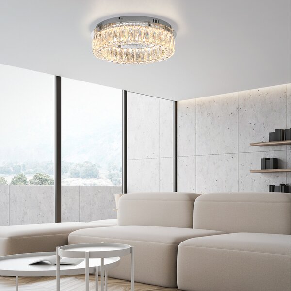 JUST LIGHT. GmbH SAMO SVJETLO. Kulunka LED plafonjera, željezo, kristalno staklo, prigušiva, Providna, Dnevni boravak/blagovaonica, Metal