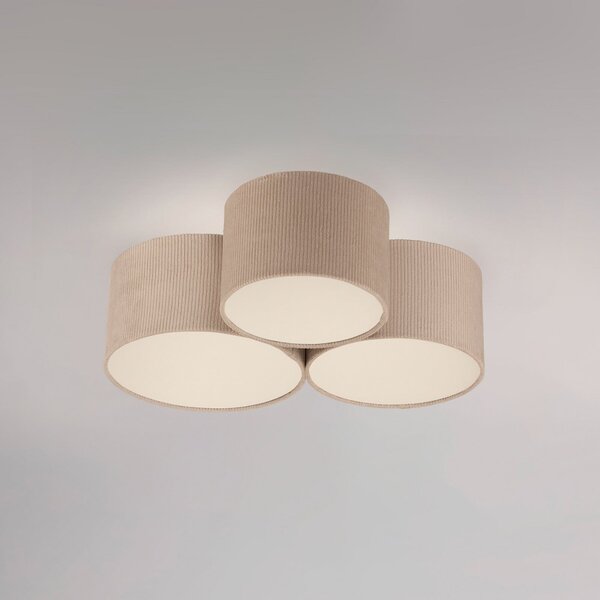 JUST LIGHT. GmbH SAMO SVJETLO. Plafonjera Green Duro, tekstil, tri žarulje, prigušiva, Bež, Dnevni boravak/blagovaonica, Tkanina / tekstil