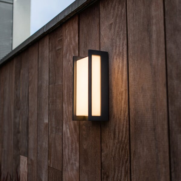 LUTEC QUBO vanjska LED zidna svjetiljka, tamnosiva, visina 22 cm, metal, IP54, Sivo, Aluminij