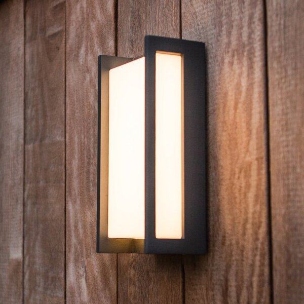 LUTEC QUBO vanjska LED zidna svjetiljka, tamnosiva, visina 22 cm, metal, IP54, Sivo, Aluminij