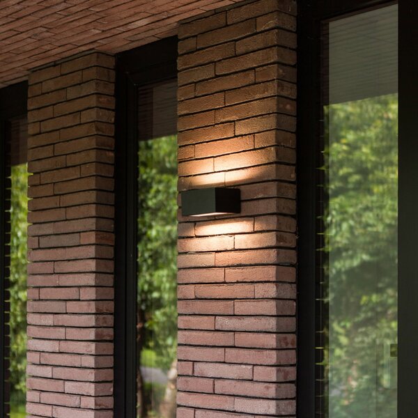 LUTEC GEMINI LED vanjska zidna svjetiljka, crna, 14 cm, IP54, gore/dolje, Crno, Aluminij, Zidni kvadrat