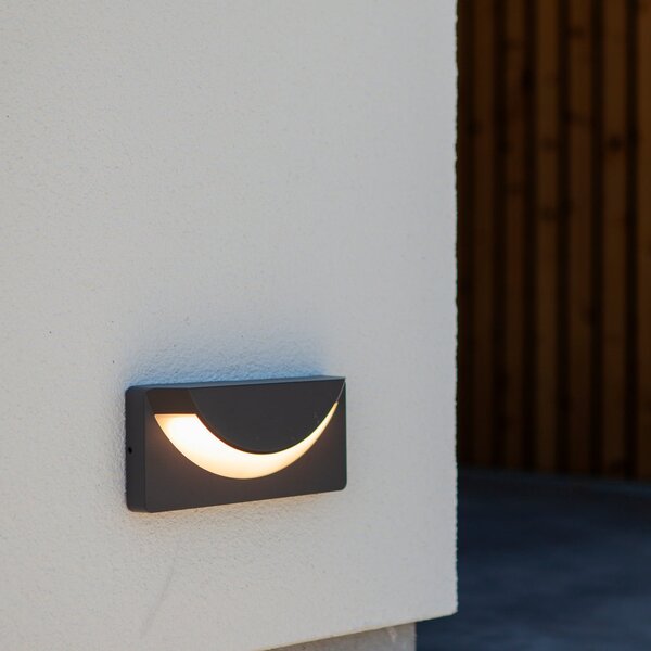 LUTEC LUPS LED vanjska zidna svjetiljka, tamnosiva, širina 23 cm, IP54, Sivo, Aluminij, Zidni kvadrat