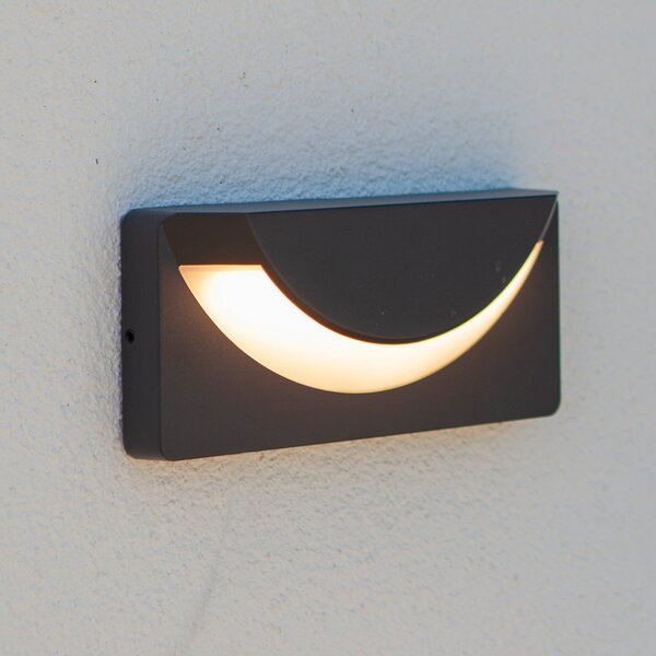 LUTEC LUPS LED vanjska zidna svjetiljka, tamnosiva, širina 23 cm, IP54, Sivo, Aluminij, Zidni kvadrat