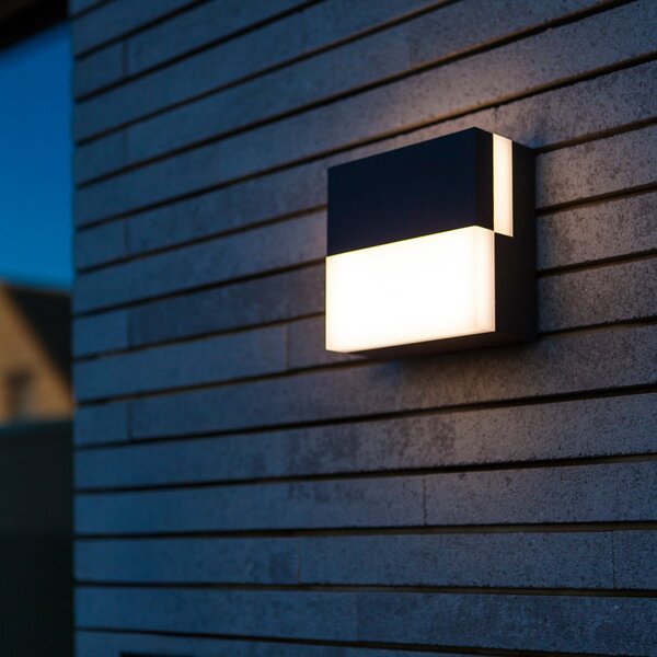 LUTEC DOMINO LED vanjska zidna svjetiljka, tamnosiva, 14 x cm, IP65, Sivo, Aluminij