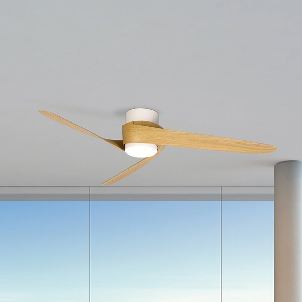 Mantra Iluminación Groenland M LED stropni ventilator, bijela/drvo, DC, tih, CCT, prigušiva, Drvo, Dnevni boravak/blagovaonica, Plastika
