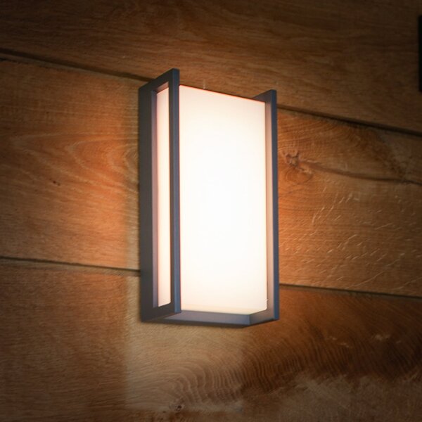 LUTEC connect QUBO LED pametna vanjska zidna svjetiljka, tamnosiva, 22 cm, IP54, RGB, CCT, Sivo, Aluminij