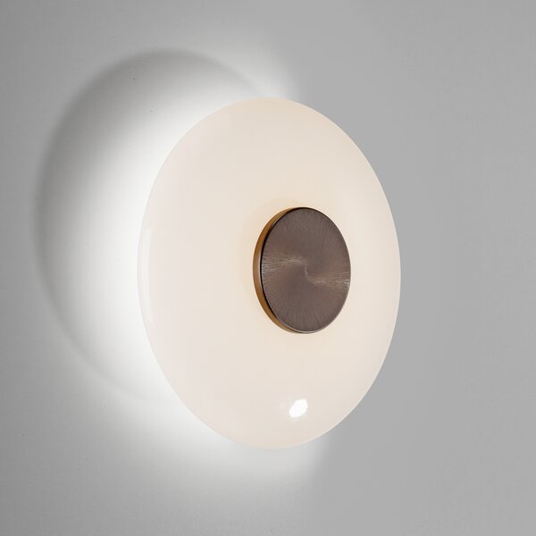 PURE Vitrum LED zidna svjetiljka, smeđe/opal staklo/aluminij, Ø 22 cm, prigušiva, Smeđa / hrđa, Dnevni boravak/blagovaonica, Staklo