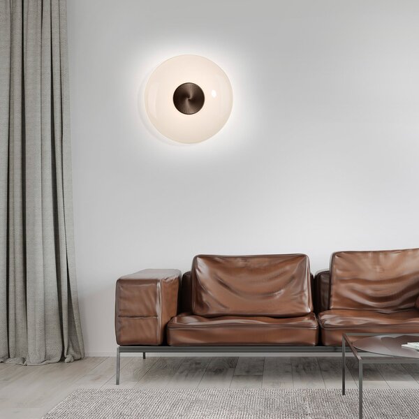 PURE Vitrum LED zidna svjetiljka, smeđe/opal staklo/aluminij, Ø 22 cm, prigušiva, Smeđa / hrđa, Dnevni boravak/blagovaonica, Staklo