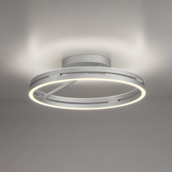 PURE LED stropna svjetiljka Loop, aluminij, metal, Ø 60 cm CCT, prigušiva, Metalik, Dnevni boravak/blagovaonica, Aluminij, Pokrivač okrugli izravno