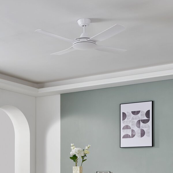 EGLO Stropni ventilator Bondi 1, mat bijeli, daljinski upravljač, Bijela, Dnevni boravak/blagovaonica, Plastika