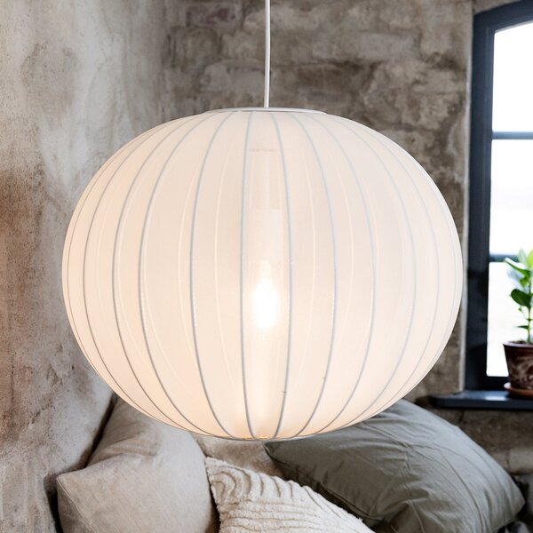 Markslöjd Viseća lampa Florence, bijela, Ø 50 cm, najlon, prigušiva, Bijela, Dnevni boravak/blagovaonica, Tkanina / tekstil, Metak