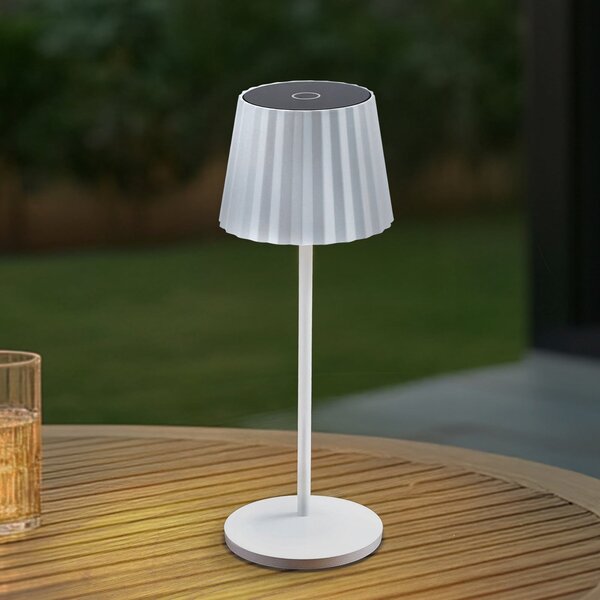 Lindby Esali LED punjiva stolna lampa, bijela, s utorima, 29 cm, prigušiva, Bijela, Dnevni boravak/blagovaonica, Aluminij