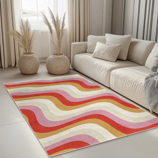 Žuta /ružičasta periva staza 60x230 cm Creamy Raspberry Swirl – Mila Home