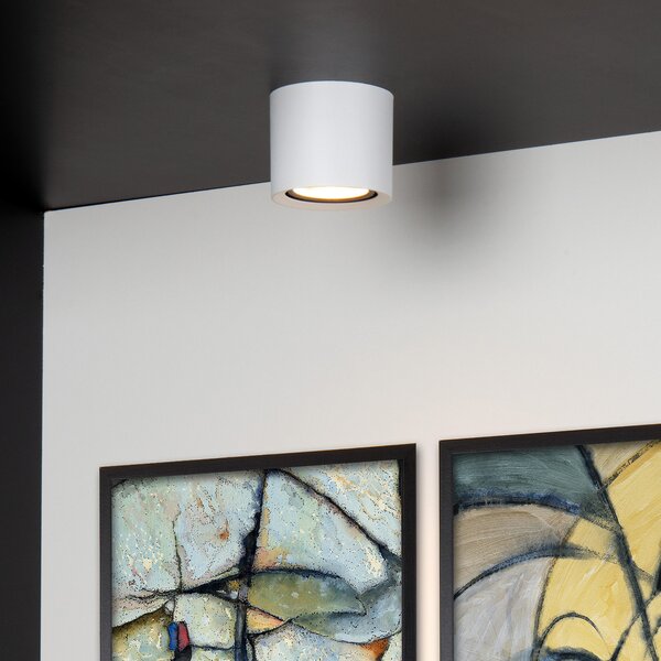 Lucide LED stropni spot Fedler, Ø 12 cm, bijeli, dim-to-warm, aluminij, prigušiva, Bijela, Dnevni boravak/blagovaonica, Aluminij