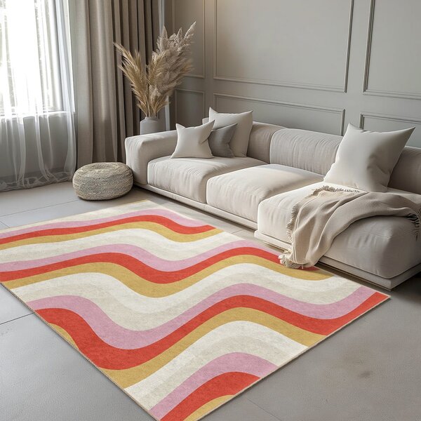 Žuta /ružičasta periva staza 60x230 cm Creamy Raspberry Swirl – Mila Home