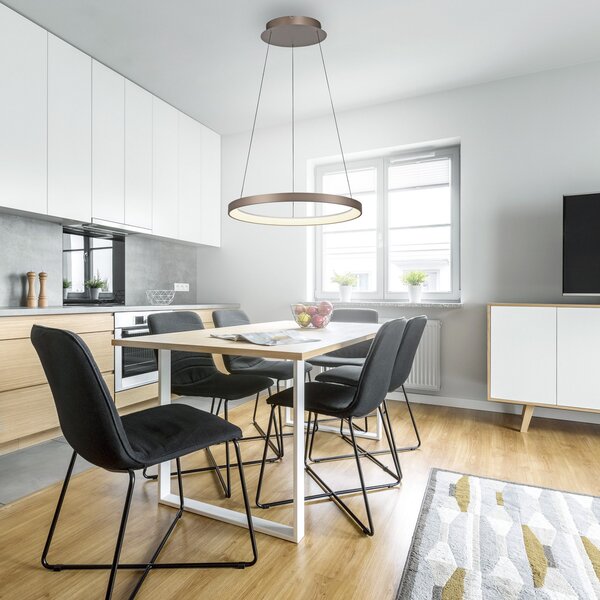 Paul Neuhaus LED viseća lampa Hoop, smeđa, Ø 57 cm, prigušiva, prigušiva, Smeđa / hrđa, Dnevni boravak/blagovaonica, Aluminij