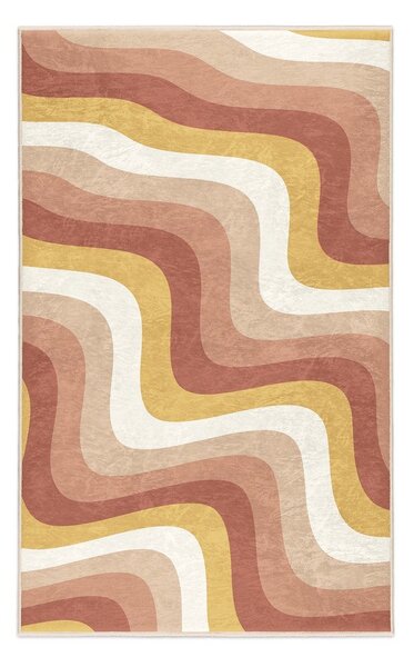 Oker žuti/prljavo rozi periv tepih 80x150 cm Creamy Strawberry Swirl – Mila Home