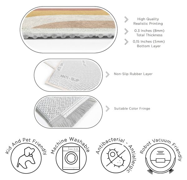 Oker žuti/prljavo rozi periv tepih 80x150 cm Creamy Strawberry Swirl – Mila Home