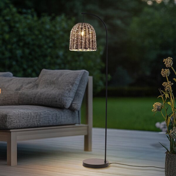 Lindby Taryn vanjska podna lampa, smeđa, plastika, IP44, 172 cm, Drvo, Plastika