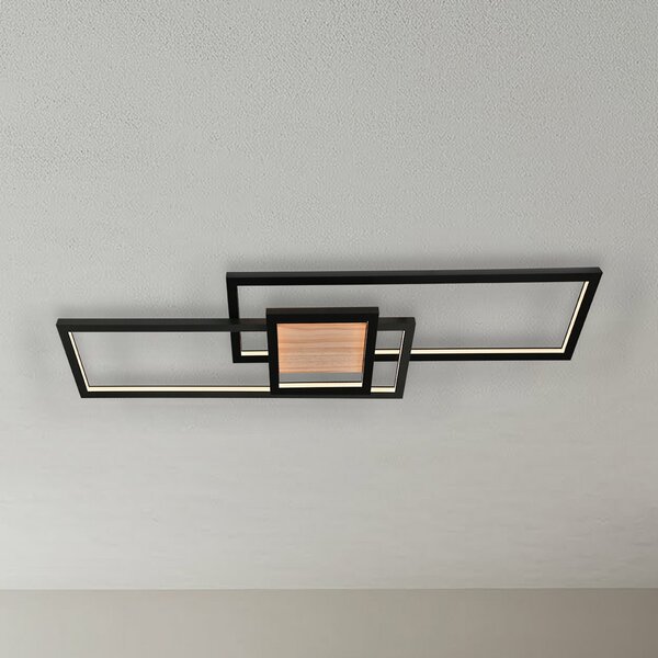 Lindby LED stropna svjetiljka Emiljan, crna, metalna, prigušiva, prigušiva, Crno, Dnevni boravak/blagovaonica, Metal