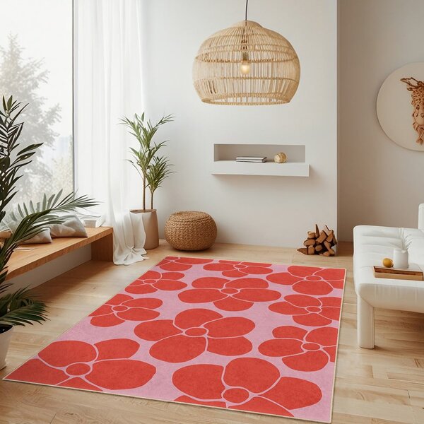 Crvena/ružičasta periva staza 60x230 cm Poppy Fields – Mila Home