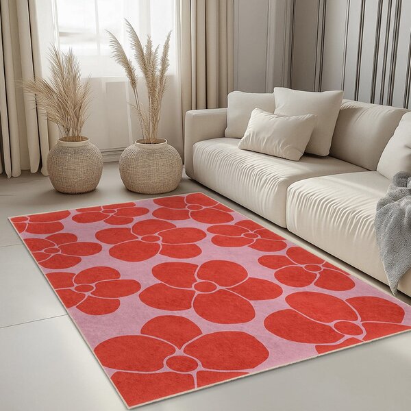 Crvena/ružičasta periva staza 60x230 cm Poppy Fields – Mila Home