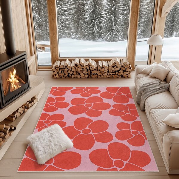 Crvena/ružičasta periva staza 60x230 cm Poppy Fields – Mila Home