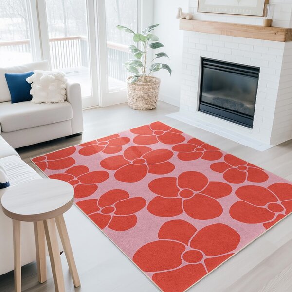 Crvena/ružičasta periva staza 60x230 cm Poppy Fields – Mila Home