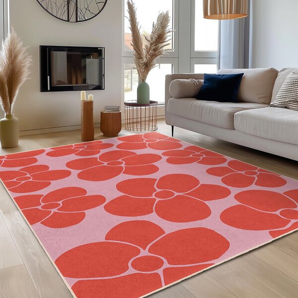 Crvena/ružičasta periva staza 60x230 cm Poppy Fields – Mila Home