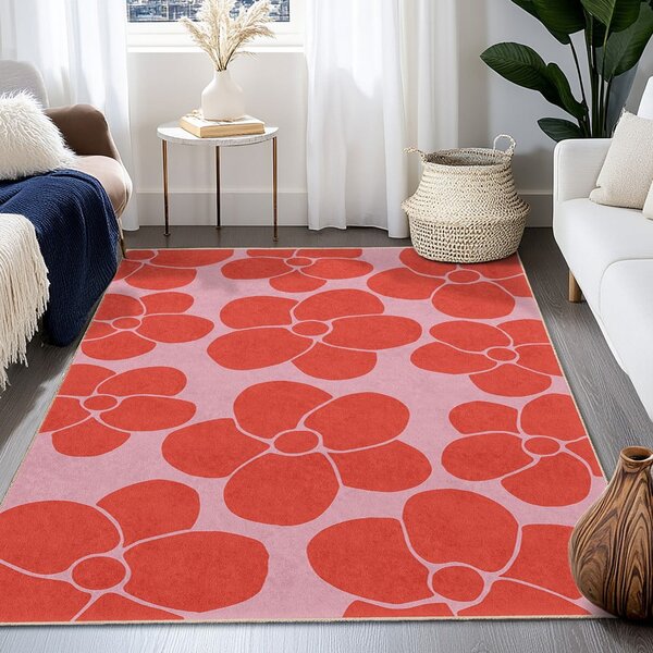 Crvena/ružičasta periva staza 60x230 cm Poppy Fields – Mila Home