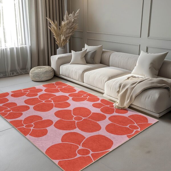 Crvena/ružičasta periva staza 60x230 cm Poppy Fields – Mila Home