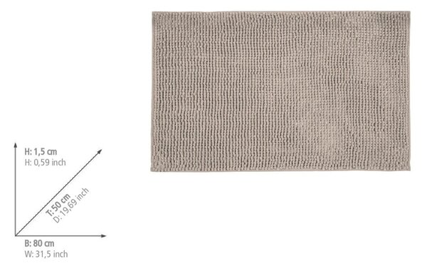 Bež tekstilna kupaonska prostirka 50x80 cm Chenille – Allstar