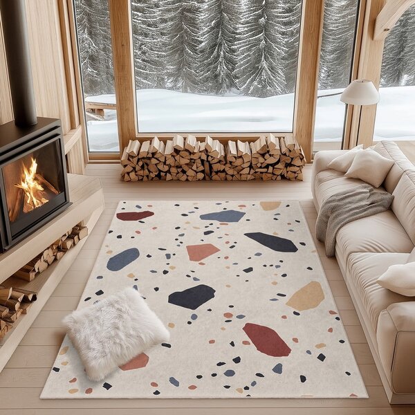 Krem periv tepih 120x180 cm Cracked Terrazzo – Mila Home