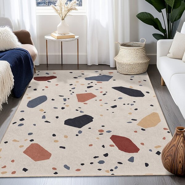 Krem periv tepih 120x180 cm Cracked Terrazzo – Mila Home