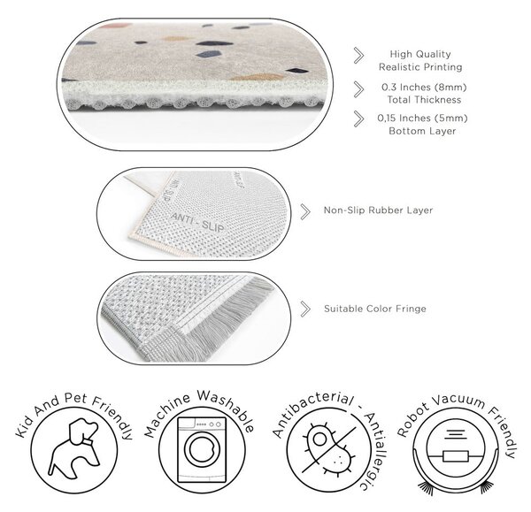 Krem periv tepih 120x180 cm Cracked Terrazzo – Mila Home