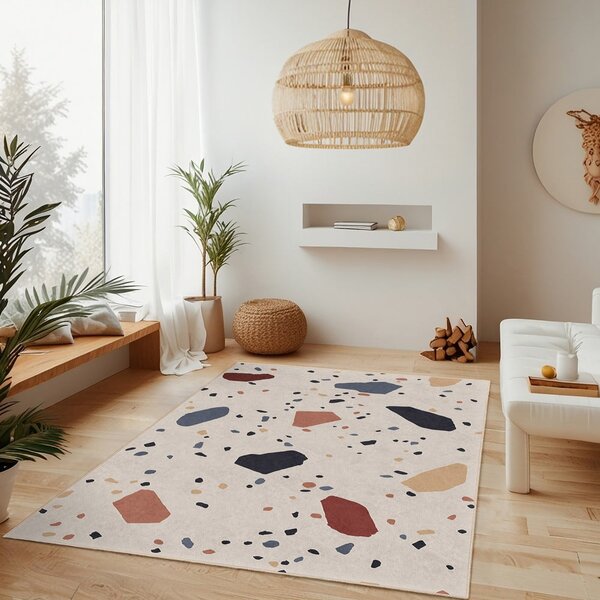 Krem periv tepih 120x180 cm Cracked Terrazzo – Mila Home